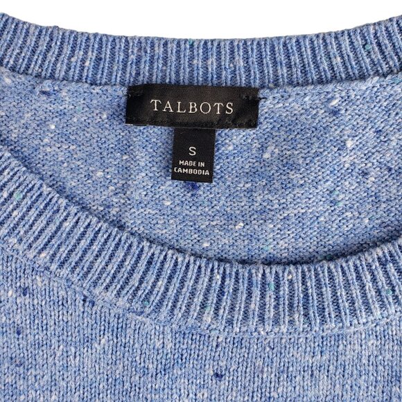 Talbots S Blue Speckled Kitty Tweed Shift Sweater Dress Button Accent, Like New - Picture 5 of 13